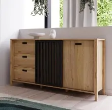 Sideboard >Jecho< in Mauvella Eiche / Schwarz -...