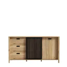 Sideboard >Jecho< in Mauvella Eiche / Schwarz -...