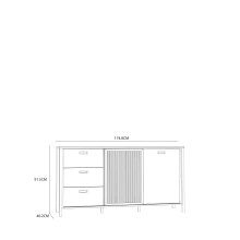 Sideboard >Jecho< in Mauvella Eiche / Schwarz - 174,8x91,5x40,2cm (BxHxT)