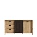 Sideboard >Jecho< in Mauvella Eiche / Schwarz - 174,8x91,5x40,2cm (BxHxT)