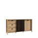 Sideboard >Jecho< in Mauvella Eiche / Schwarz - 174,8x91,5x40,2cm (BxHxT)