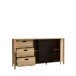 Sideboard >Jecho< in Mauvella Eiche / Schwarz - 174,8x91,5x40,2cm (BxHxT)