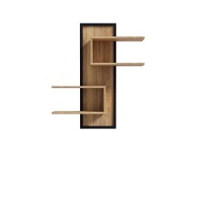 Wandregal >Jecho< in Mauvella Eiche / Schwarz - 102,6x122,5x21,9cm (BxHxT)
