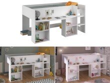 Kinderbett >Pirouette 1< in Weiss mit rose oder...