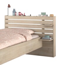 Einzelbett >Escale 1< in Japanische Eiche - 217x122x89cm (LxBxH)