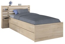 Einzelbett >Escale 1< in Japanische Eiche - 217x122x89cm (LxBxH)