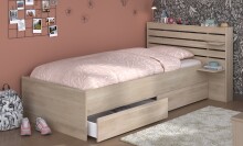 Einzelbett >Escale 1< in Japanische Eiche - 217x122x89cm (LxBxH)