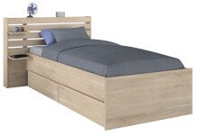Einzelbett >Escale 1< in Japanische Eiche - 217x122x89cm (LxBxH)
