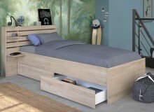 Einzelbett >Escale 1< in Japanische Eiche - 217x122x89cm (LxBxH)