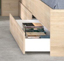 Einzelbett >Escale 1< in Japanische Eiche - 217x122x89cm (LxBxH)