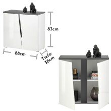 Kommode >Boston< in Weiß hochglanz - 88x83x38cm (BxHxT)