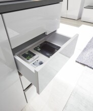 Kommode >Boston< in Weiß hochglanz - 88x83x38cm (BxHxT)