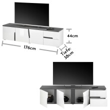 TV-Board >Boston< in Weiß hochglanz - 176x44x38cm (BxHxT)