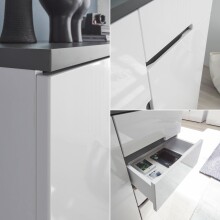Garderobenschrank >Boston< in Weiß hochglanz - 60x197x38cm (BxHxT)
