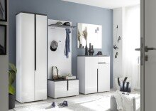 Garderobenschrank >Boston< in Weiß hochglanz - 60x197x38cm (BxHxT)