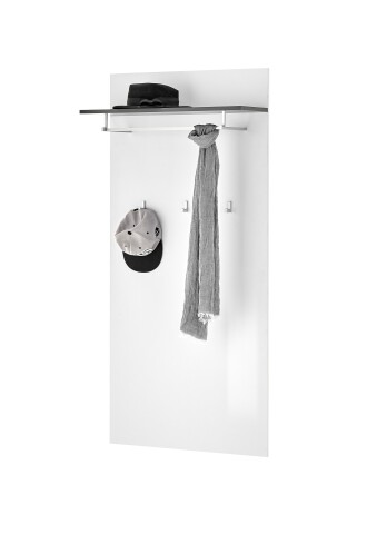 Garderobenpaneel >Boston< in Weiß hochglanz - 72x151x27 (BxHxT)