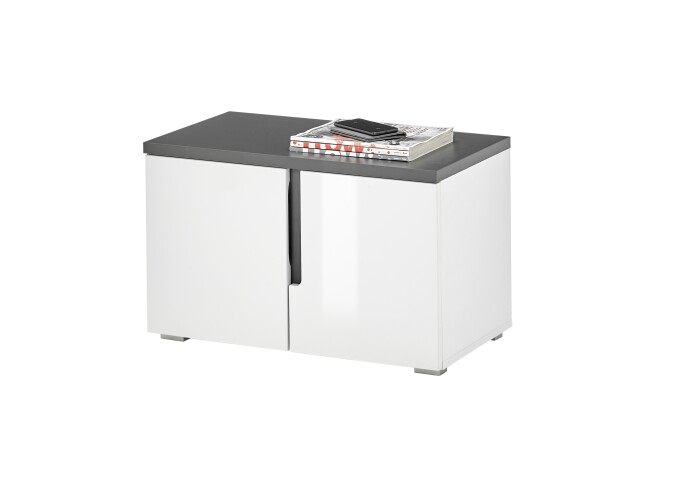 Schuhbank >Boston< in Weiß hochglanz - 70x44x38cm (BxHxT)