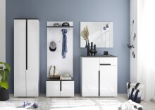 Schuhbank >Boston< in Weiß hochglanz - 70x44x38cm (BxHxT)