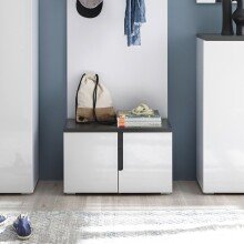 Schuhbank >Boston< in Weiß hochglanz - 70x44x38cm (BxHxT)