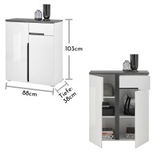 Schuhschrank >Boston< in Weiß hochglanz - 88x103x38cm (BxHxT)