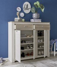 Schuhschrank >Bernadene< in Pinie weiß Nachbildung-Absetzung Eiche Nelson Nachbildung