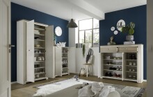 Schuhschrank >Bernadene< in Pinie weiß Nachbildung-Absetzung Eiche Nelson Nachbildung
