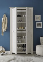 Schuhschrank >Bernadene< in Pinie weiß Nachbildung-Absetzung Eiche Nelson Nachbildung