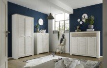 Schuhschrank >Bernadene< in Pinie weiß Nachbildung-Absetzung Eiche Nelson Nachbildung