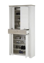 Schuhschrank >Bernadene< in Pinie weiß Nachbildung-Absetzung Eiche Nelson Nachbildung