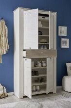 Schuhschrank >Bernadene< in Pinie weiß Nachbildung-Absetzung Eiche Nelson Nachbildung