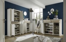 Schuhschrank >Bernadene< in Pinie weiß Nachbildung-Absetzung Eiche Nelson Nachbildung