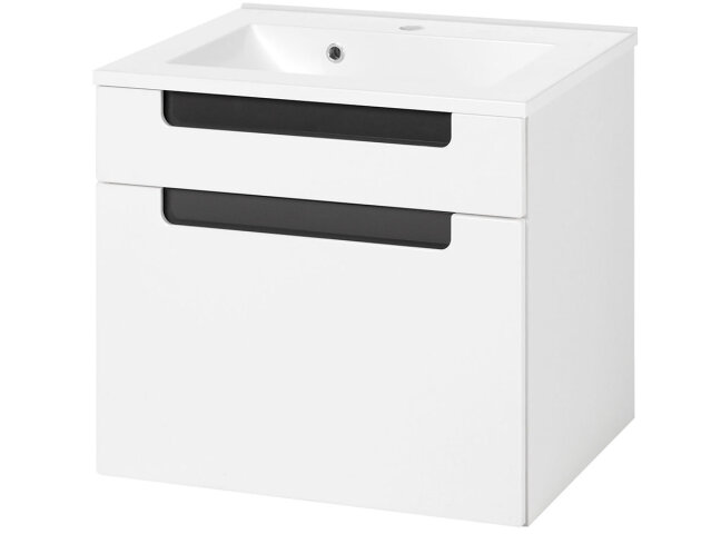 Waschtisch-Set >Siena< in Weiß/Hochglanz aus MDF - 60x54x47cm (BxHxT)