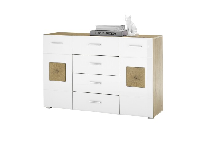 Sideboard >Georgia< in Eiche Artisan Nachbildung - 140x92x38cm (BxHxT)