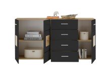 Sideboard >Georgia< in Eiche Artisan Nachbildung - 180x92x38cm (BxHxT)