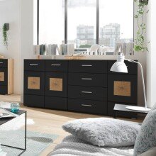 Sideboard >Georgia< in Eiche Artisan Nachbildung - 180x92x38cm (BxHxT)