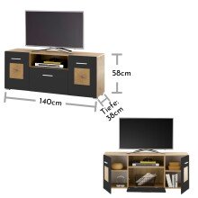 Lowboard >Georgia< in Eiche Artisan Nachbildung - 140x58x38cm (BxHxT)