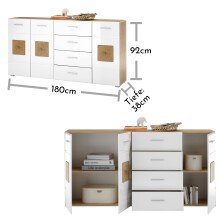 Sideboard >Georgia< in Eiche Artisan Nachbildung - 180x92x38cm (BxHxT)
