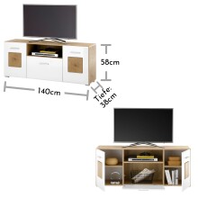 Lowboard >Georgia< in Eiche Artisan Nachbildung - 140x58x38cm (BxHxT)