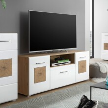 Lowboard >Georgia< in Eiche Artisan Nachbildung - 140x58x38cm (BxHxT)