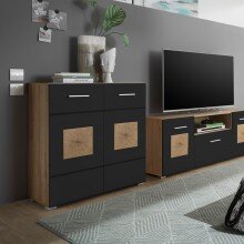 Kommode >Georgia< in Eiche Artisan Nachbildung - 80x92x38cm (BxHxT)