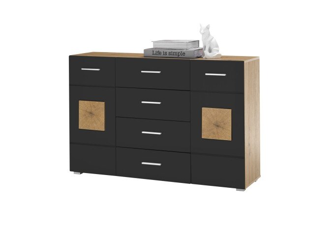 Kommode >Georgia< in Eiche Artisan Nachbildung - 140x92x38cm (BxHxT)