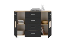 Kommode >Georgia< in Eiche Artisan Nachbildung - 140x92x38cm (BxHxT)