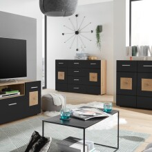 Kommode >Georgia< in Eiche Artisan Nachbildung - 140x92x38cm (BxHxT)