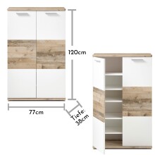 Schuhschrank >Hugo< in Weiß matt - 80x118x38cm (BxHxT)