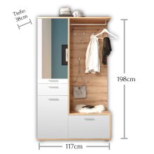 Kompaktgarderobe >Entra< in Eiche Artisan Nachbildung - 117x198x38 (BxHxT)