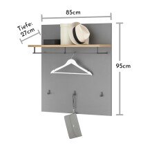 Garderobenpaneel >Melisande< in Grau matt - 85x95x27cm (BxHxT)