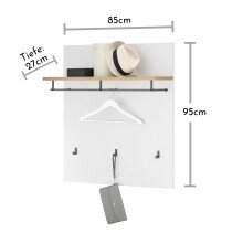 Garderobenpaneel >Melisande< in Weiß matt - 85x95x27cm (BxHxT)