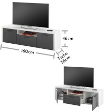 TV-Board >Modica< in Weiß - 160x46x38cm (BxHxT)