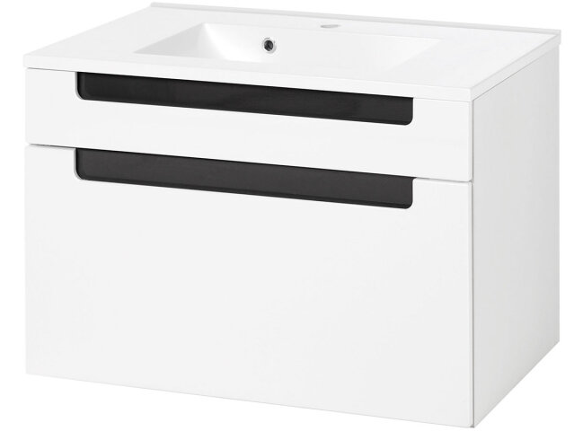 Waschtisch-Set >Siena< in Weiß/Hochglanz aus MDF - 80x54x47cm (BxHxT)