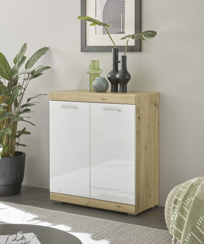 Kommode >Nobe< in Artisan Eiche aus MDF und Spanpaltte - 80x91x38cm (BxHxT)